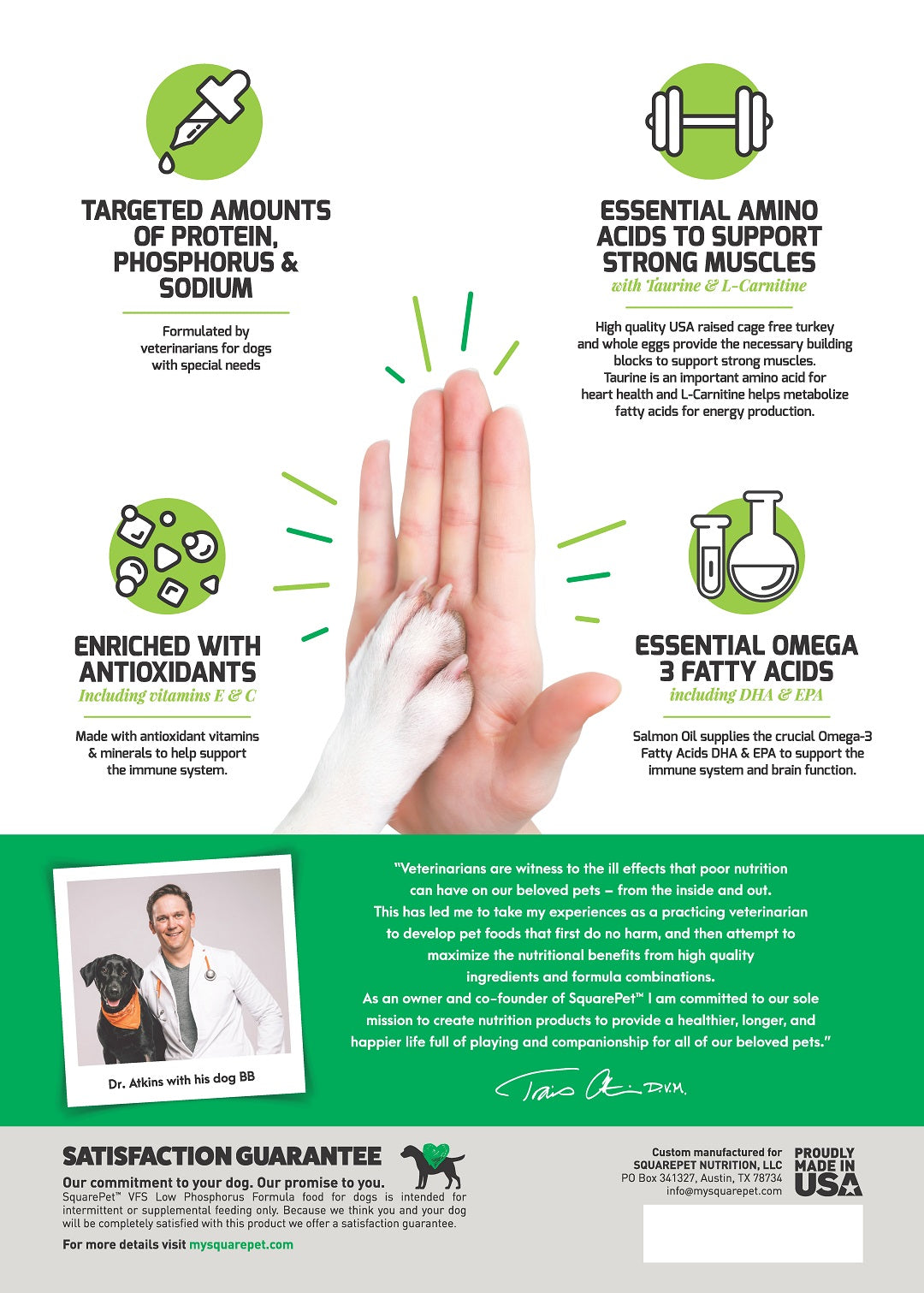 Veterinarian Formulated Solutions kidney diet for dogs back panel.