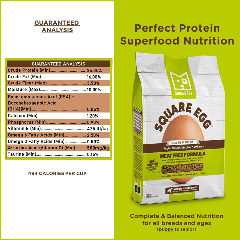Square Egg vegetarian dog food guaranteed analysis