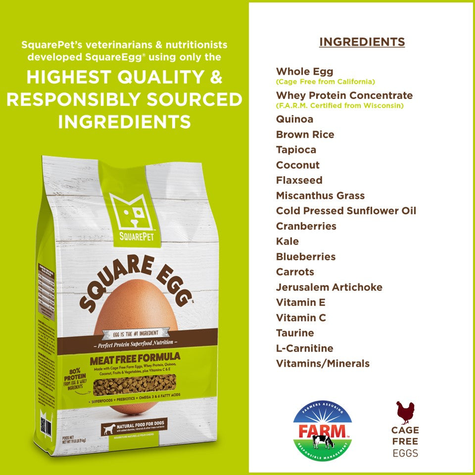 Square Egg vegetarian dog food ingredient list